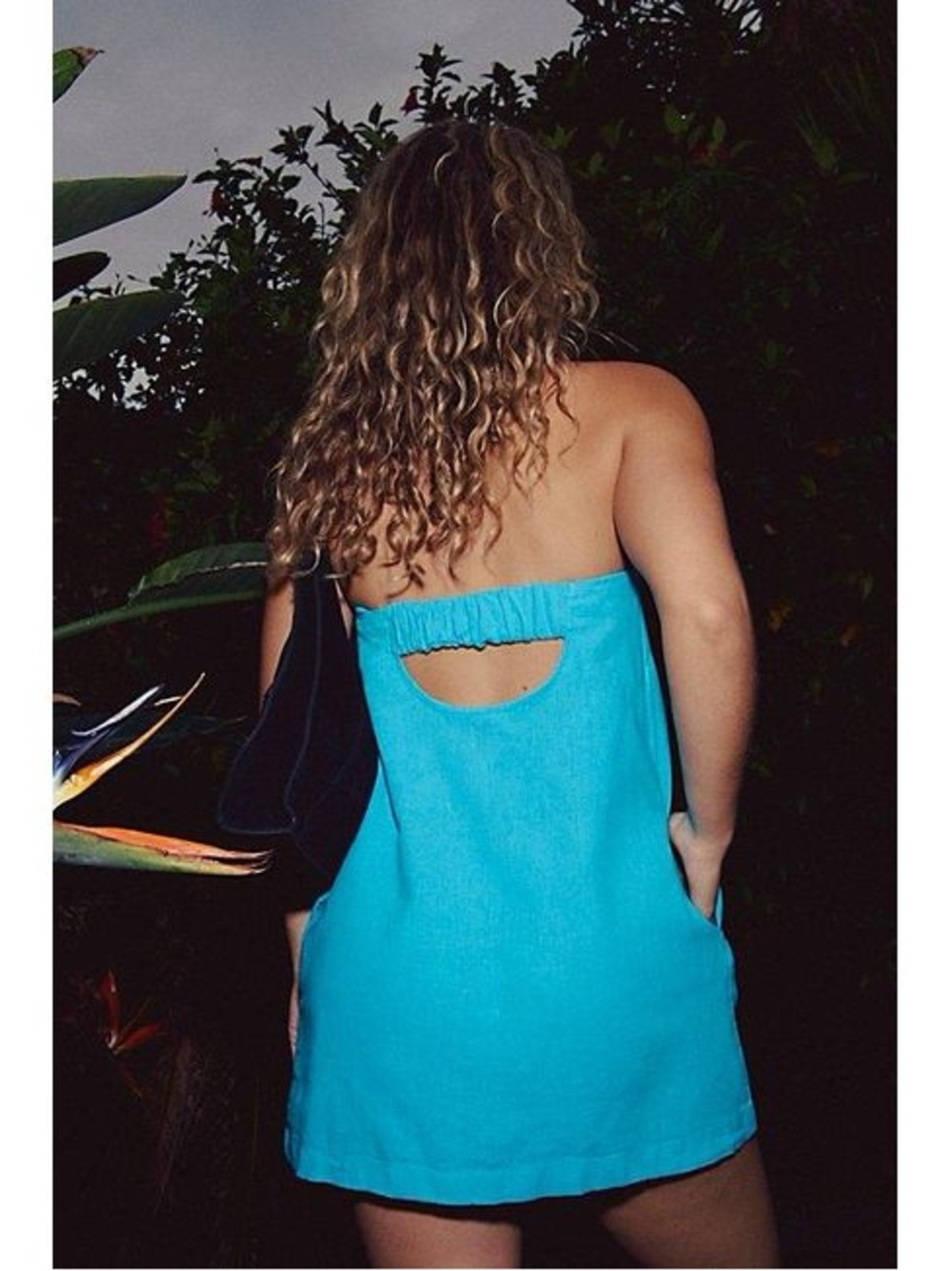 Free People Bright Blue Essentially The Best Cotton Linen Strapless Mini Dress - Picture 2 of 8